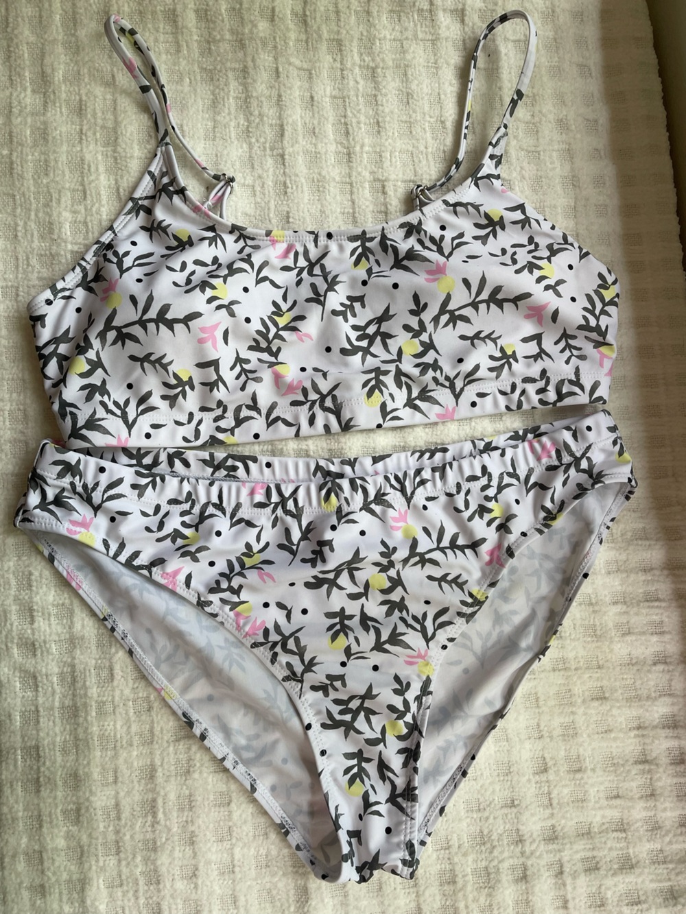 SHEIN White Floral Print Bikini